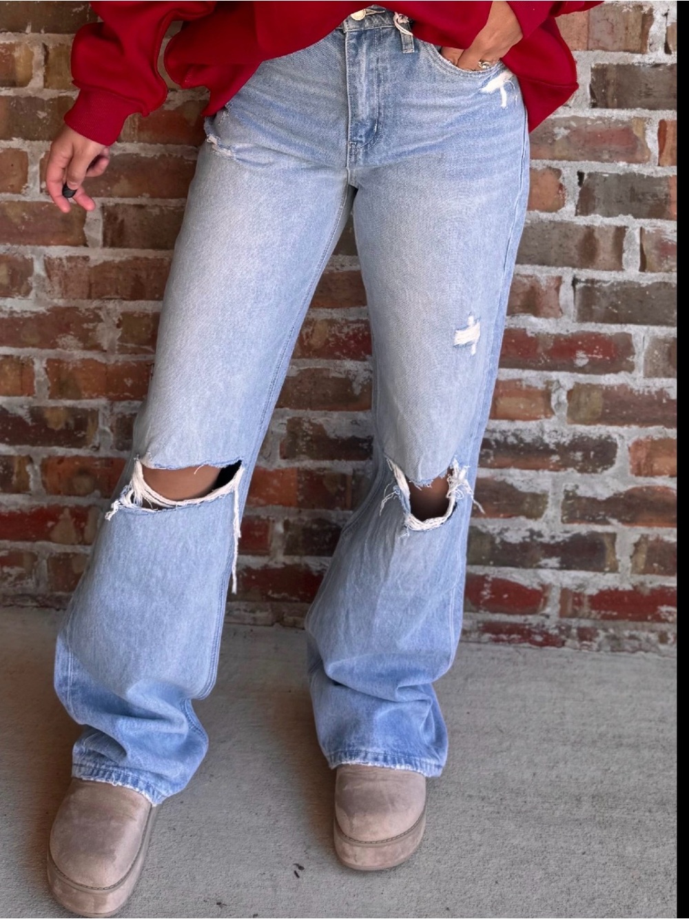 VERVET BY FLYING MONKEY Light Blue Distressed Flare Jeans